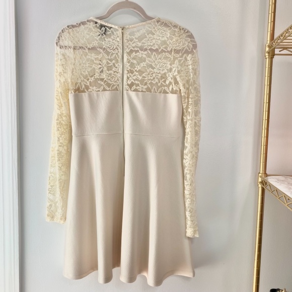 NWT Forever 21 Cream Dress with Lace in Size Large - Picture 2 of 11